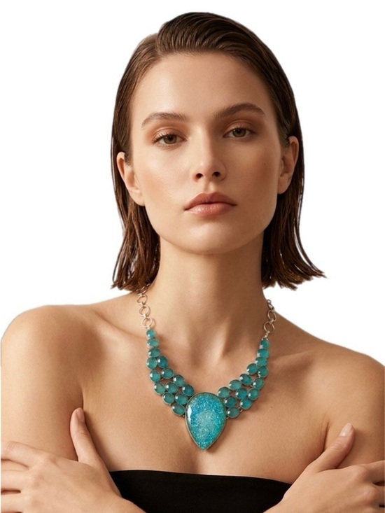 Source Unknown Jewelry - Blue‎ Gemstone Statement Necklace